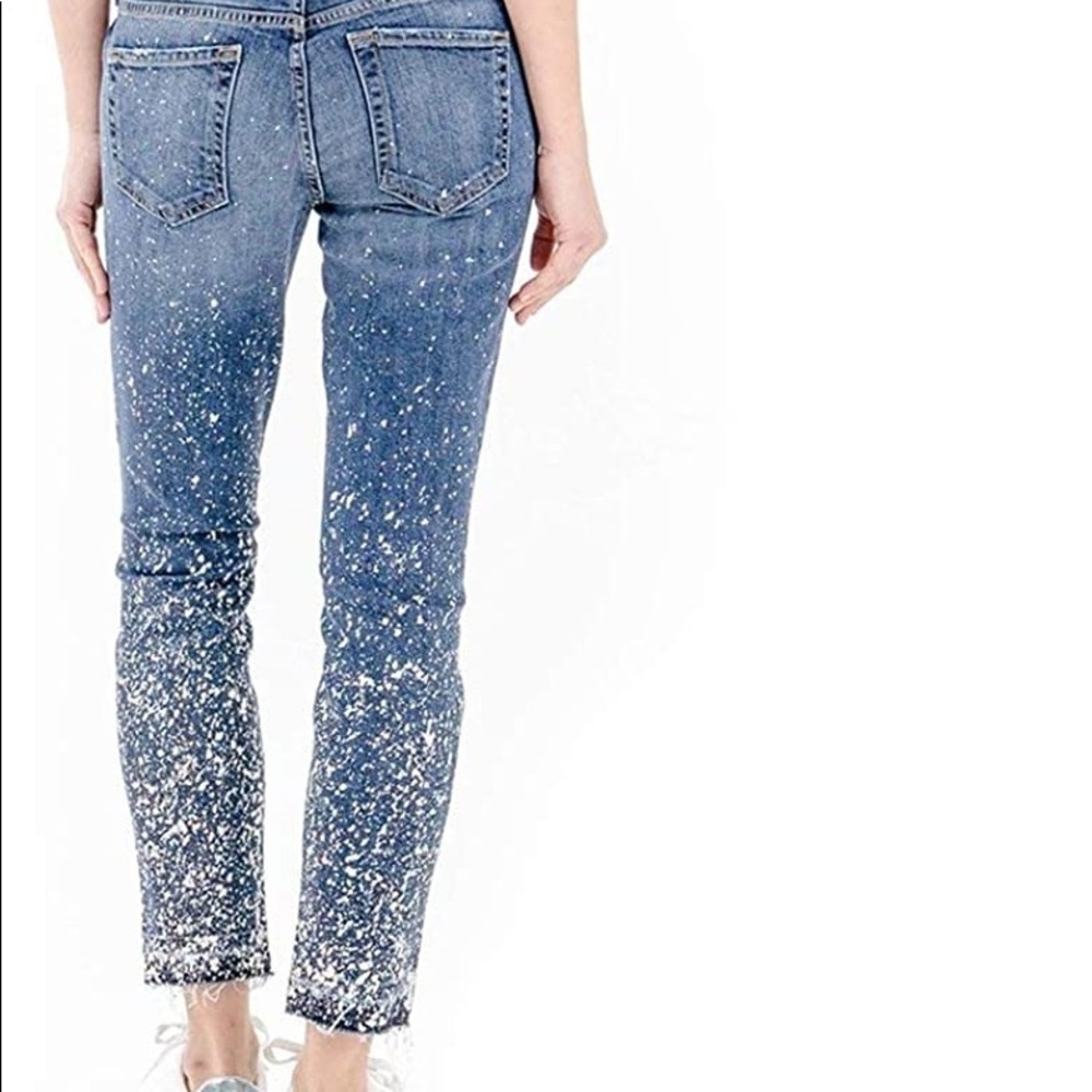 Level 99 for Evereve Amber Slouchy Skinny Jeans Galaxy Splatter Print Size 26 - Picture 4 of 14
